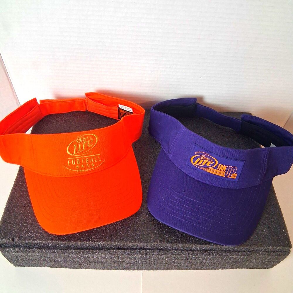 Miller Lite Football Promotional Visor Hats Set of 2